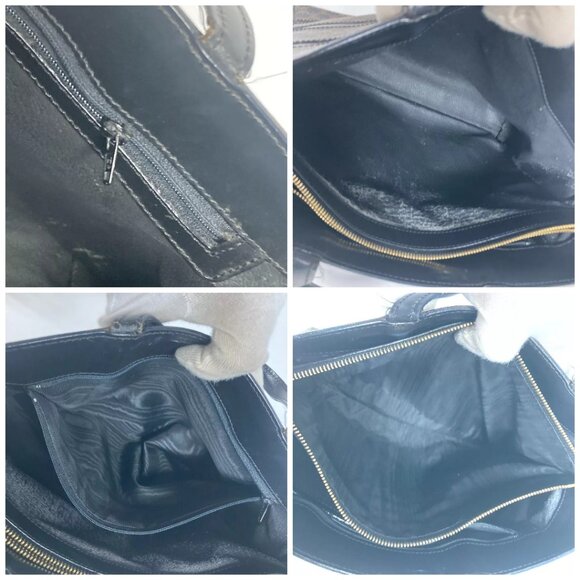 CELINE vintage Macadam Hand Bag Shoulder Bag Tote Bag Leather Black/Brown - Picture 14 of 14